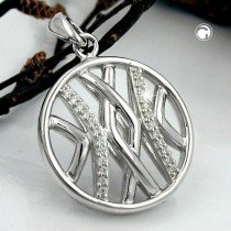 Anhänger rund mit Zirkonias 925 Sterlingsilber