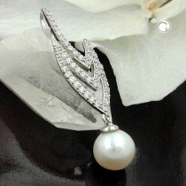 Anhänger Zirkonia und Perle 925 Sterlingsilber