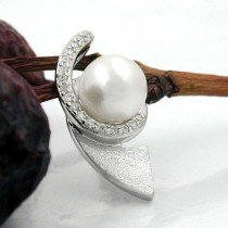 Anhänger Zirkonia und Perle 925 Sterlingsilber