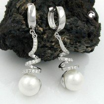 Creole mit Perle und Zirkonia 925 Sterlingsilber