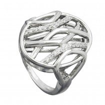 Ring mit vielen Zirkonias glänzend rhodiniert 925 Silber Größe 58