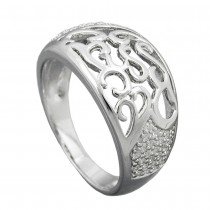 Ring mit Zirkonias glänzend rhodiniert 925 Silber Größe 58