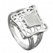 Ring mit vielen Zirkonias glänzend rhodiniert 925 Silber Größe 60