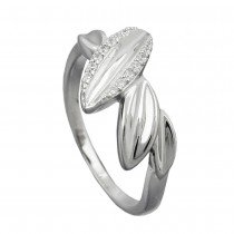 Ring mit Zirkonias glänzend rhodiniert 925 Silber Größe 54