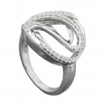 Ring mit vielen Zirkonias 10mm 925 Silber Größe 54