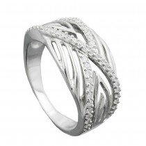 Ring mit vielen Zirkonias glänzend rhodiniert 925 Silber Größe 54