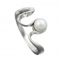 Ring mit Zuchtperle rhodiniert 925 Silber Größe 60