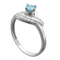 Ring Zirkonias aqua und weiß glänzend rhodiniert 925 Silber Größe 58