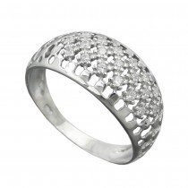 Ring mit vielen Zirkonias glänzend rhodiniert 925 Silber Größe 57