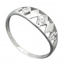 Ring Muster ausgestanzt matt-glänzend diamantiert rhodiniert 925 Silber Größe 56