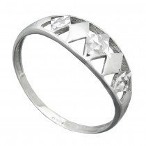 Ring Muster ausgestanzt matt-glänzend diamantiert rhodiniert 925 Silber Größe 60