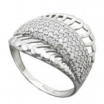Ring mit vielen Zirkonias glänzend rhodiniert 925 Silber Größe 60