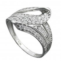 Ring mit vielen Zirkonias glänzend rhodiniert 925 Silber Größe 58