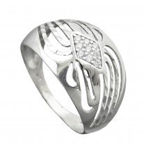 Ring mit Zirkonias glänzend diamantiert rhodiniert 925 Silber Größe 57