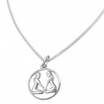 Schmuck Set Anhänger Sternzeichen Zwilling mit Kette Flachpanzer 925 Silber