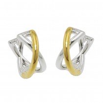 Creole Ohrringe überkreuzt bicolor glänzend 925 Silber