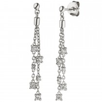 Ohrhänger 925er Sterling Silber 12 Zirkonia Ohrringe Ohrstecker