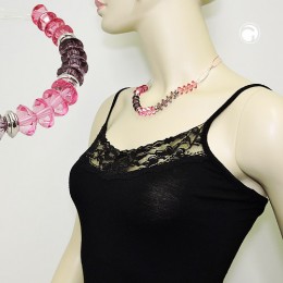 Halskette Facettenperle rosa-pink Kordel 45cm
