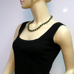Collier Halskette 10er Perle oliv-silber matt 50cm