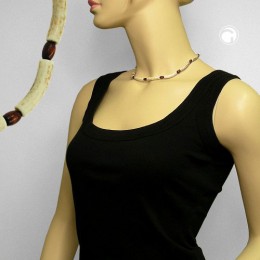 Collier Halskette Rohr elfenbein-braun 42cm