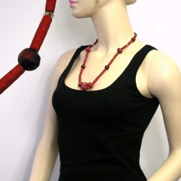 Halskette rot-marmoriert rot-metallic 60cm