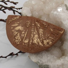 Brosche Fächer braun Gold-strich