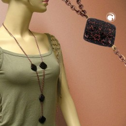 Collier Halskette schwarz-kupferton Ankerkette 100cm