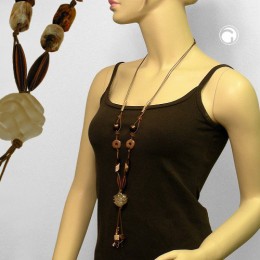 Collier Halskette Spiralperle beige braun-beige 100cm