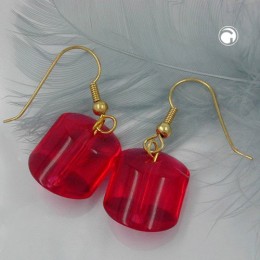 Ohrhaken Schrägperle rot-transparent