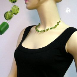 Collier Halskette Glasperle facettiert grün 43cm
