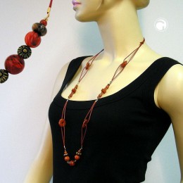 Collier Halskette rotbraun und schildpatt 100cm