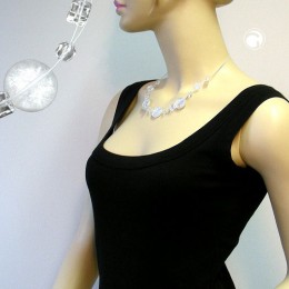 Collier Halskette 3x Scheibe kristall-flitter 45cm