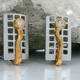Ohrring Gitter bicolor kristal Email