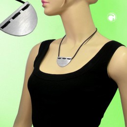 Collier Halskette Edelstahl Halbmond 48cm