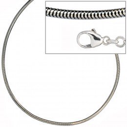 Schlangenkette 925 Silber 1,6mm 50cm Halskette Kette Silberkette Karabiner
