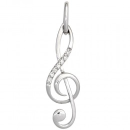 Anhänger Notenschlüssel Musik 585 Weißgold 7 Diamanten Brillanten