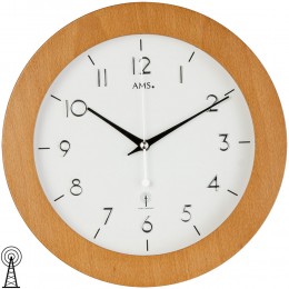 Funkwanduhr analog rund schlicht Holz Buche furniert