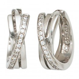 Creolen 925 Sterling Silber mit Zirkonia Ohrringe Silberohrringe Silbercreolen