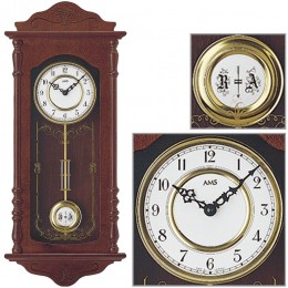 Wanduhr Quarz mit Pendel Holz nussbaum farben Pendeluhr