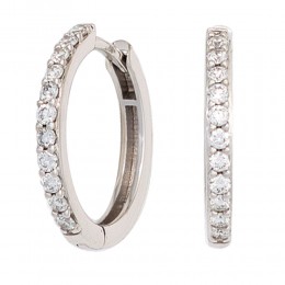 Creolen 585 Weißgold 22 Diamanten Brillanten Ohrringe Diamantcreolen