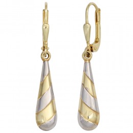 Boutons Tropfen 333 Gelbgold bicolor Ohrringe Ohrhänger Goldohrringe