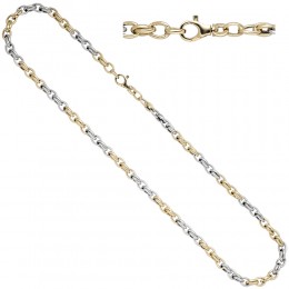 Collier Halskette 585 Gold Gelbgold Weißgold bicolor 45 cm Kette Goldkette