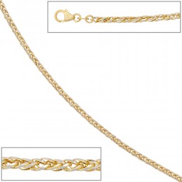 Zopfkette 585 Gelbgold Weißgold bicolor 1,9mm 45cm Gold Kette Goldkette