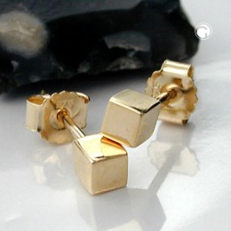 Ohrstecker 3mm Würfel 375 Gold