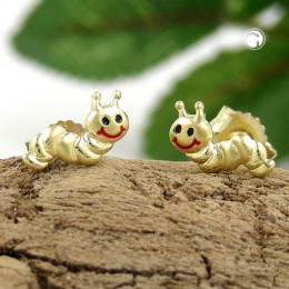 Ohrstecker Wurm matt-glänzend 375 Gold