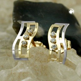 Ohrstecker bicolor Zirkonia 375 Gold