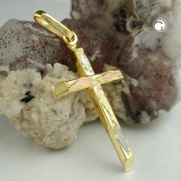 Anhänger Kreuz tricolor 375 Gold