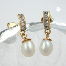 Ohrstecker mit Perle Zirkonia 375 Gold