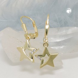 Ohrring Stern mit Zirkonias 375 Gold