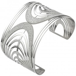 JOBO Armspange offener Armreif aus Edelstahl mit Glitzereffekt Armband breit